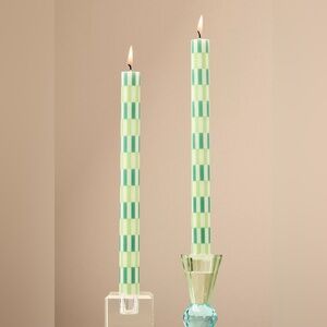 Anthropologie Geo Block Print Taper Candles, Set of 2 - NWT NIB